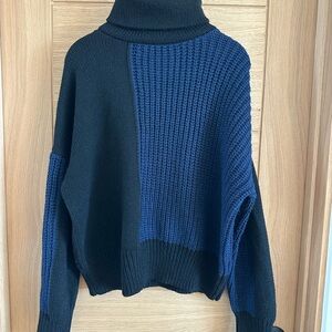 Topshop Black and Blue Cowl Neck Sweater